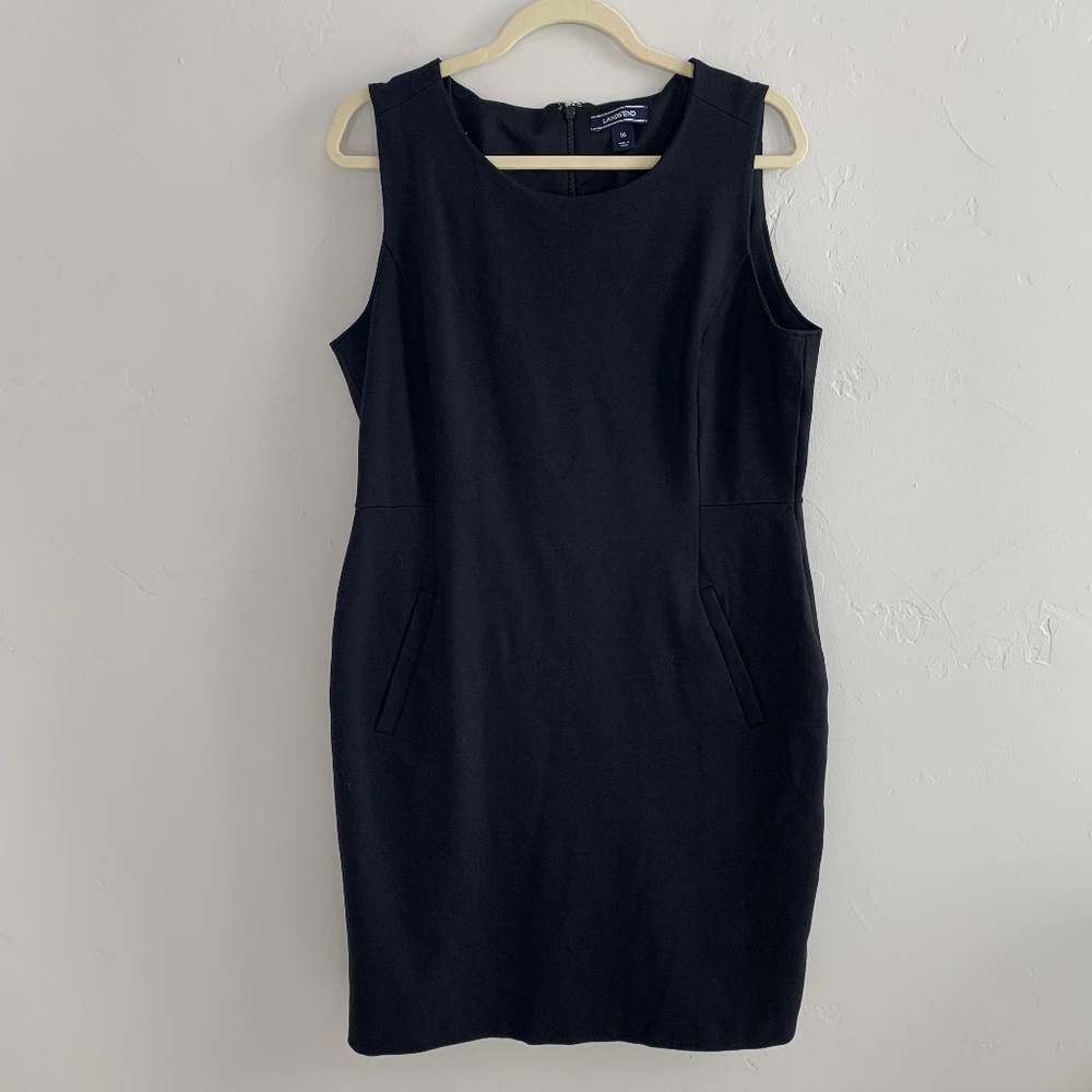 Lands End Classic Black Dress 16